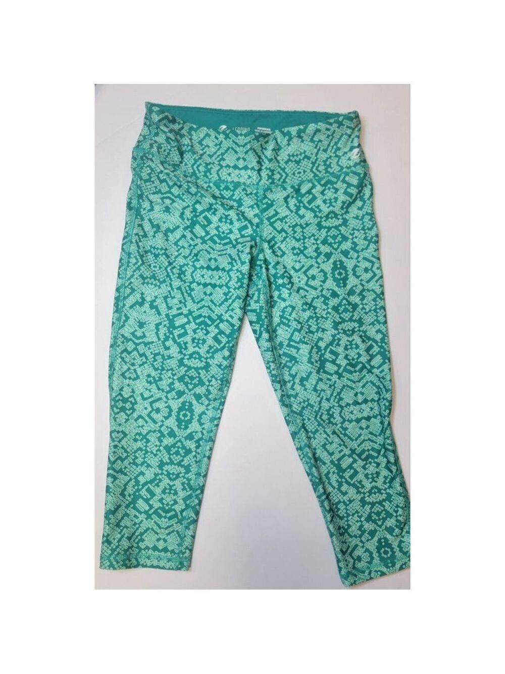 Energy Zone Teal White Patterned Leggings - Size Small